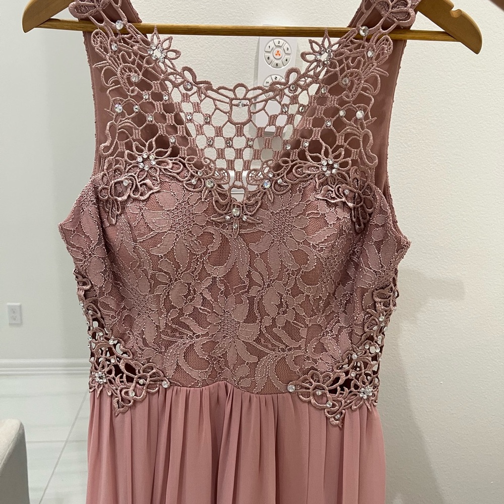Mauve Lace Prom Dress
